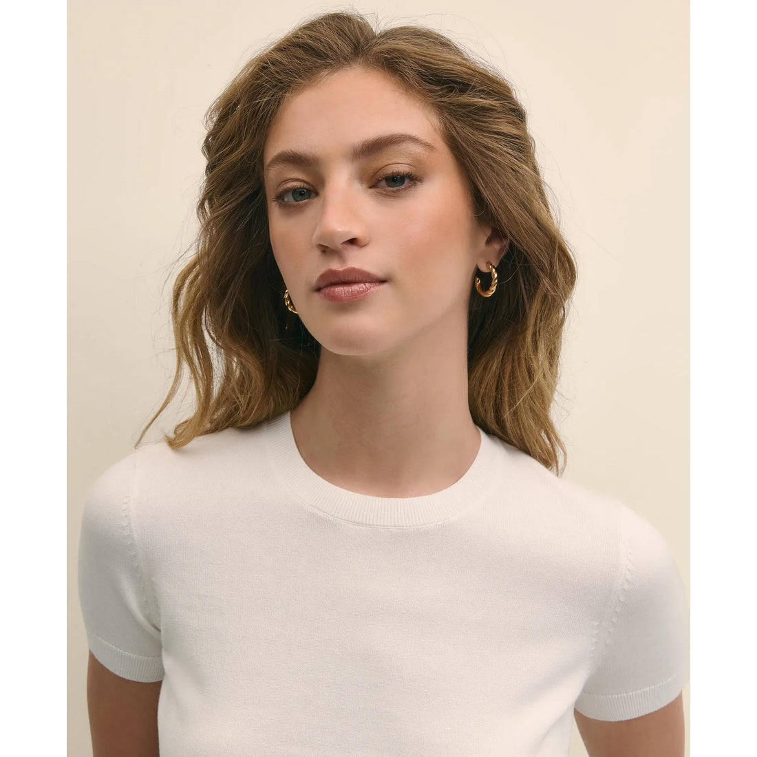 Supima Cotton Jersey Short-Sleeve Sweater