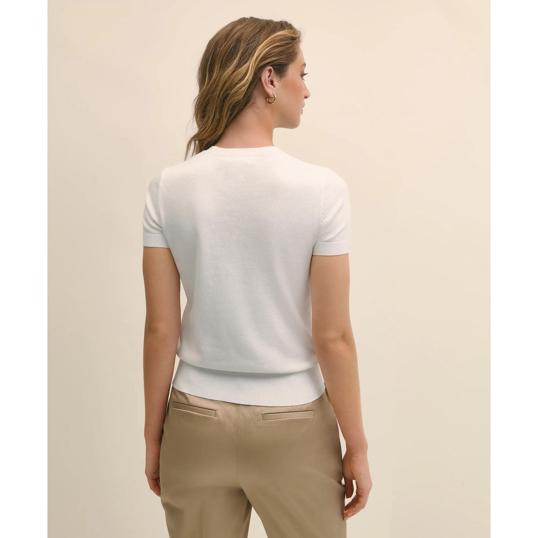 Supima Cotton Jersey Short-Sleeve Sweater