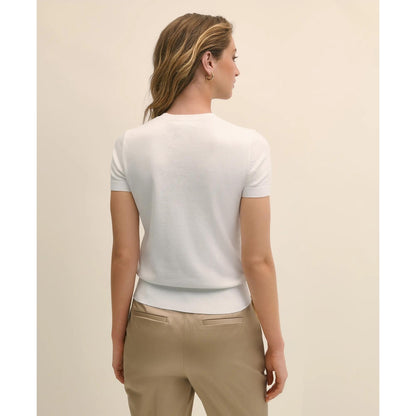 Supima Cotton Jersey Short-Sleeve Sweater