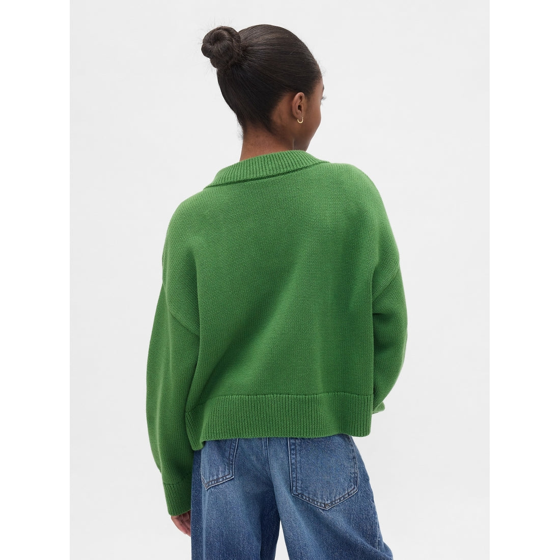 Girls' Boxy V-Neck Sweater