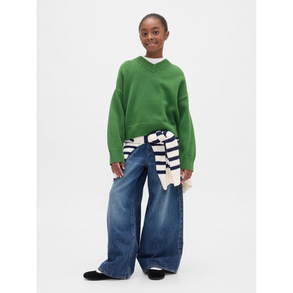 Girls' Boxy V-Neck Sweater