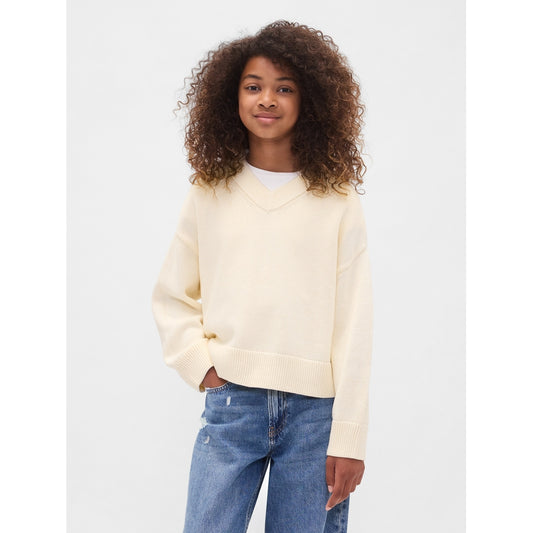 Girls' Boxy V-Neck Sweater
