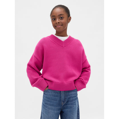Girls' Boxy V-Neck Sweater