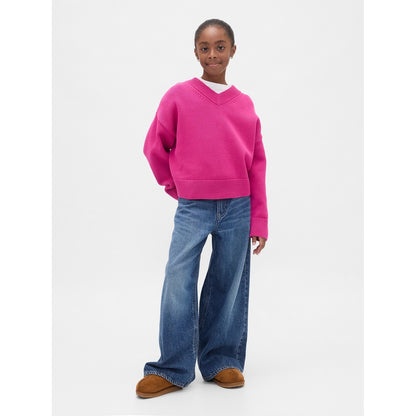 Girls' Boxy V-Neck Sweater