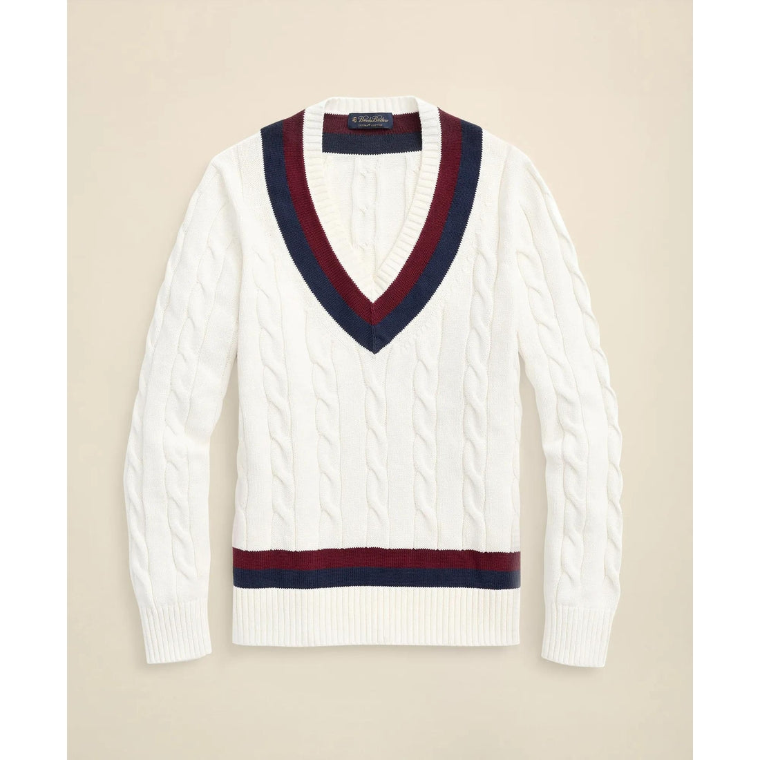 Vintage-Inspired Tennis V-Neck Sweater in Supima Cotton