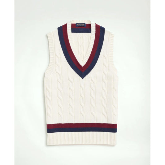 Vintage-Inspired Tennis V-Neck Vest in Supima Cotton