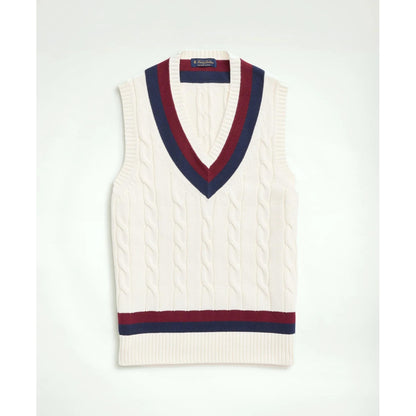 Vintage-Inspired Tennis V-Neck Vest in Supima Cotton