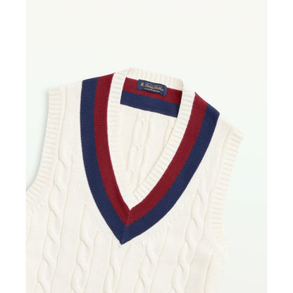 Vintage-Inspired Tennis V-Neck Vest in Supima Cotton