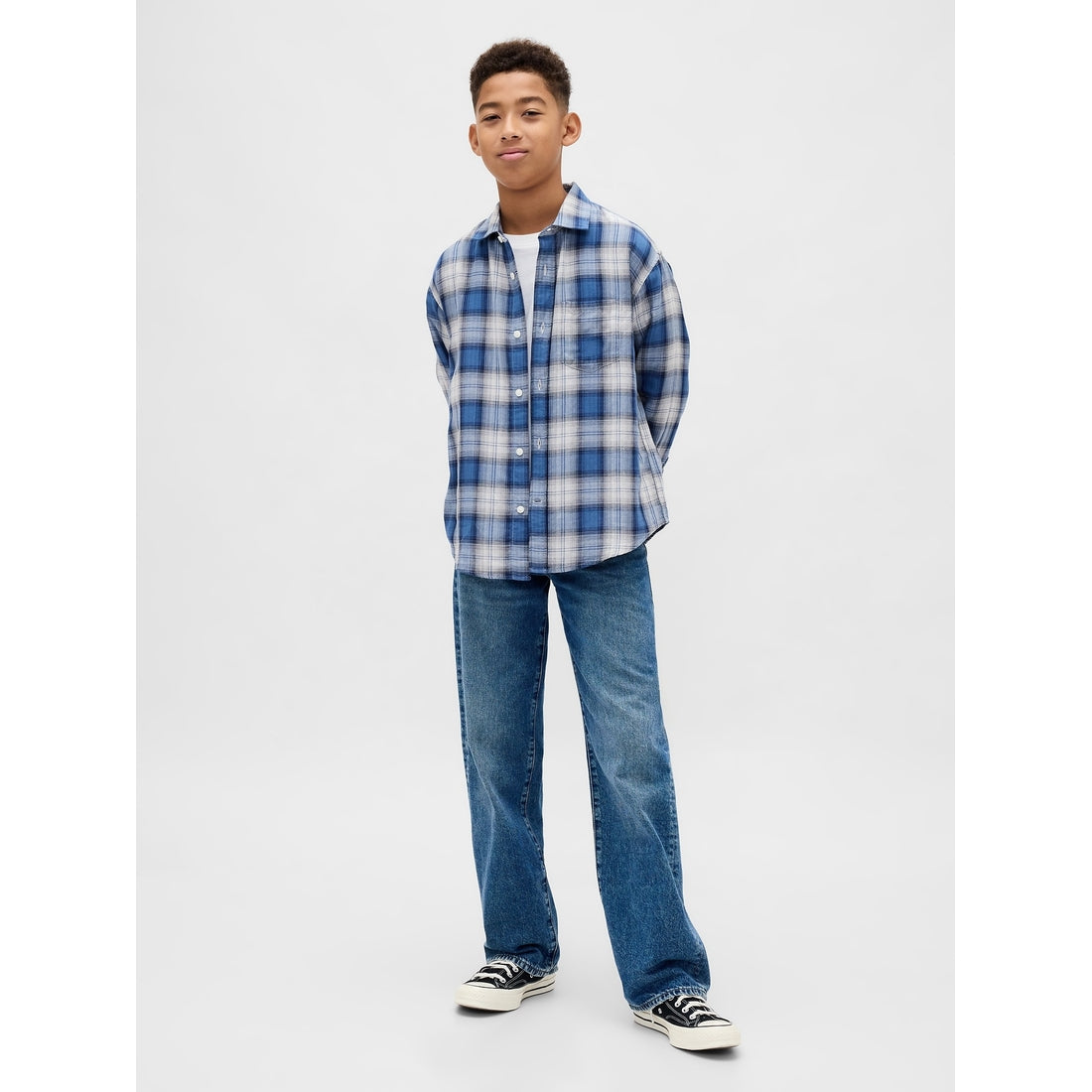 Boys' Relaxed Plaid Shirt
