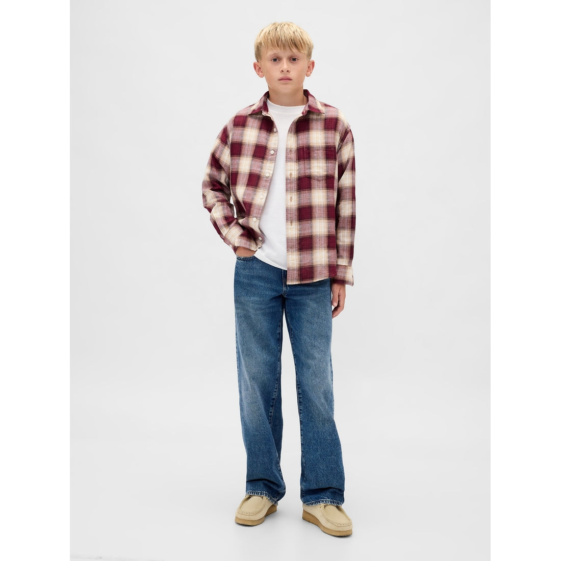 Boys' Relaxed Plaid Shirt