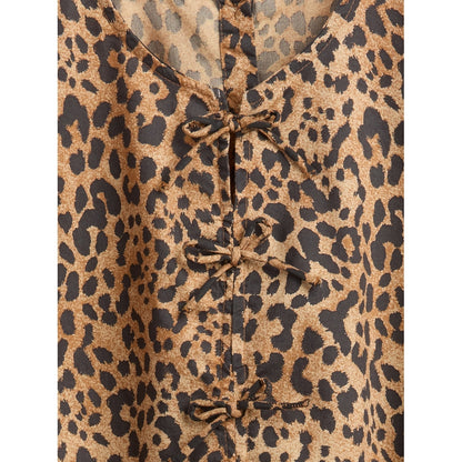 Girls' Poplin Puff-Sleeve Leopard Dress