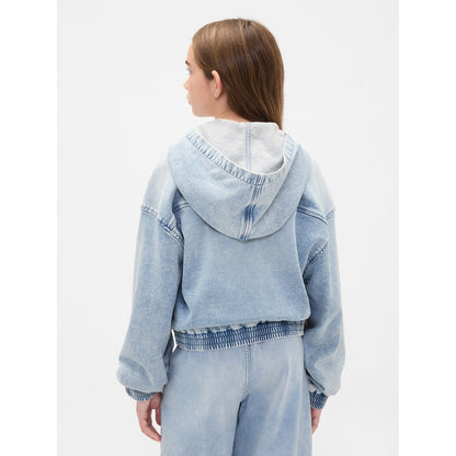 Girls' Knit Denim Zip Hoodie