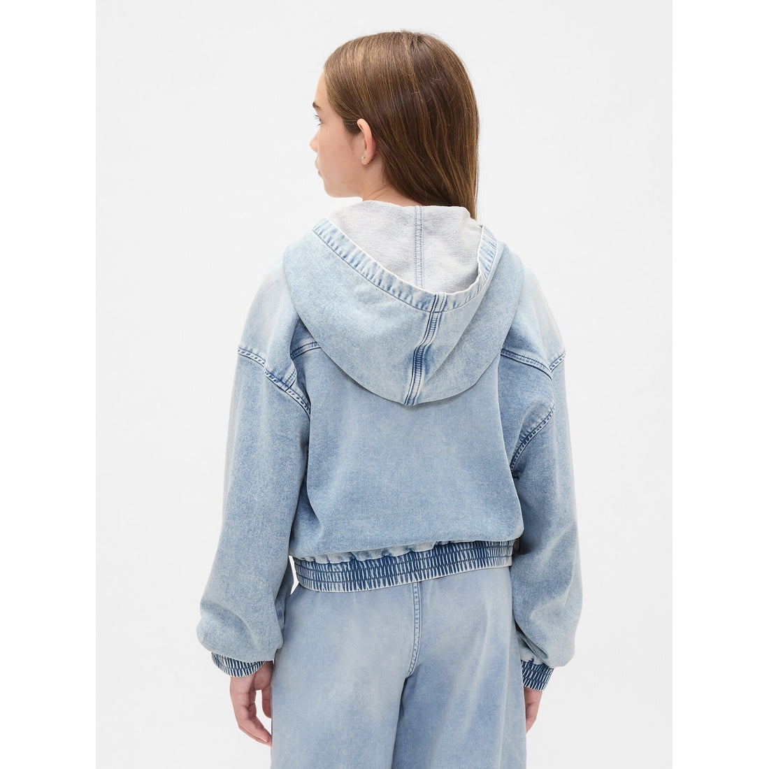 Girls' Knit Denim Zip Hoodie