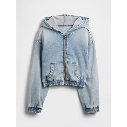 Girls' Knit Denim Zip Hoodie