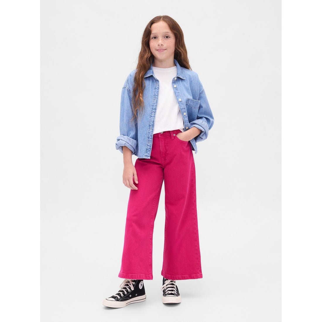 Girls' High Rise Stride Wide-Leg Ankle Jeans