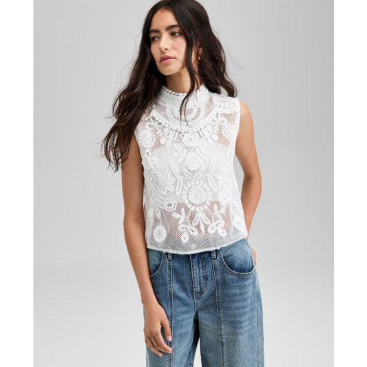 And Now This Women's Cotton Floral-Applique Sleeveless Top, Exclusively at Macy's