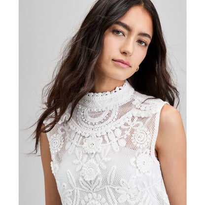 And Now This Women's Cotton Floral-Applique Sleeveless Top, Exclusively at Macy's