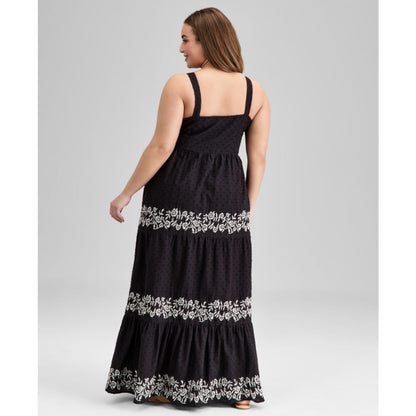 And Now This Trendy Plus Size Cotton Swiss Dot Embroidered Maxi Dress, Exclusively at Macy's