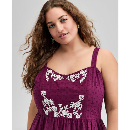 And Now This Trendy Plus Size Cotton Swiss Dot Embroidered Maxi Dress, Exclusively at Macy's