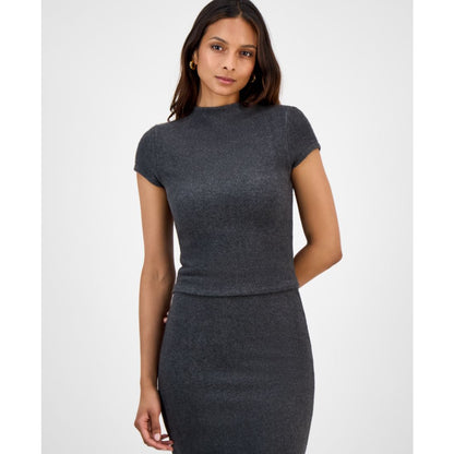 Bar Iii Women's Short-Sleeve Mock Neck Sweater, Macy's Exclusive
