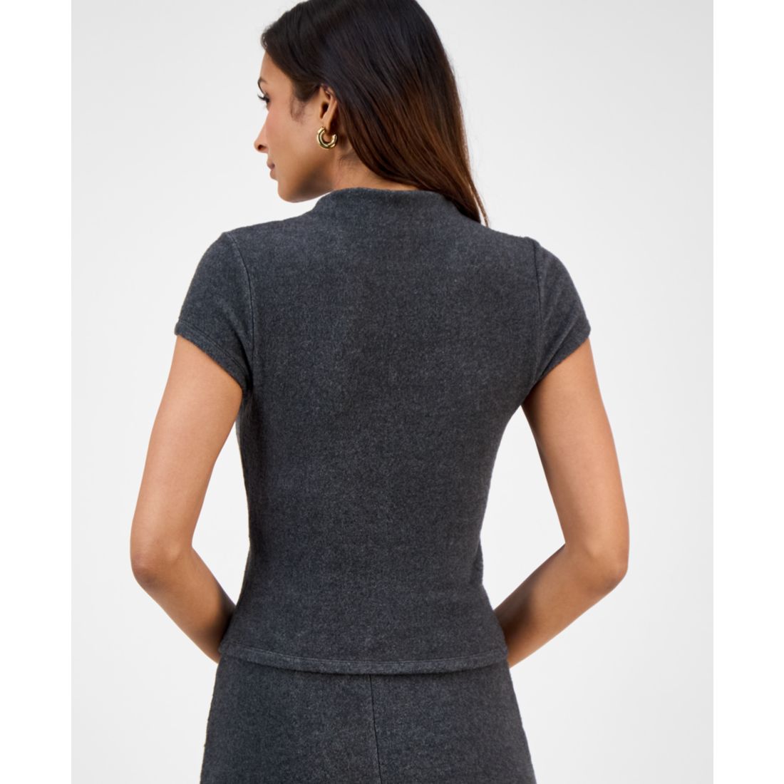 Bar Iii Women's Short-Sleeve Mock Neck Sweater, Macy's Exclusive