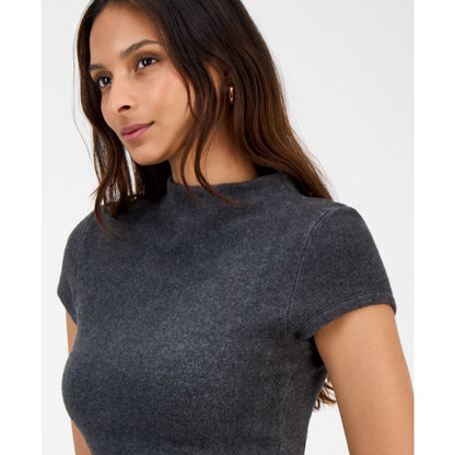 Bar Iii Women's Short-Sleeve Mock Neck Sweater, Macy's Exclusive