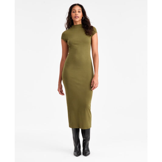 Bar Iii Women's Cap-Sleeve Mock-Neck Midi Dress, Exclusively at Macy's