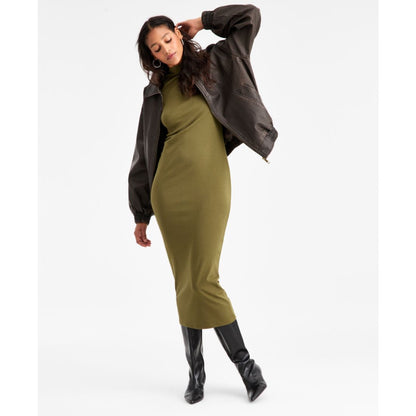Bar Iii Women's Cap-Sleeve Mock-Neck Midi Dress, Exclusively at Macy's