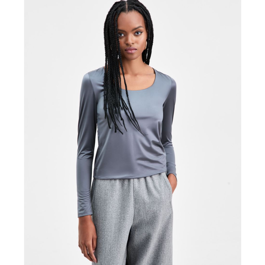 Bar Iii Women's Shine Scoop-Neck Top, Macy's Exclusive