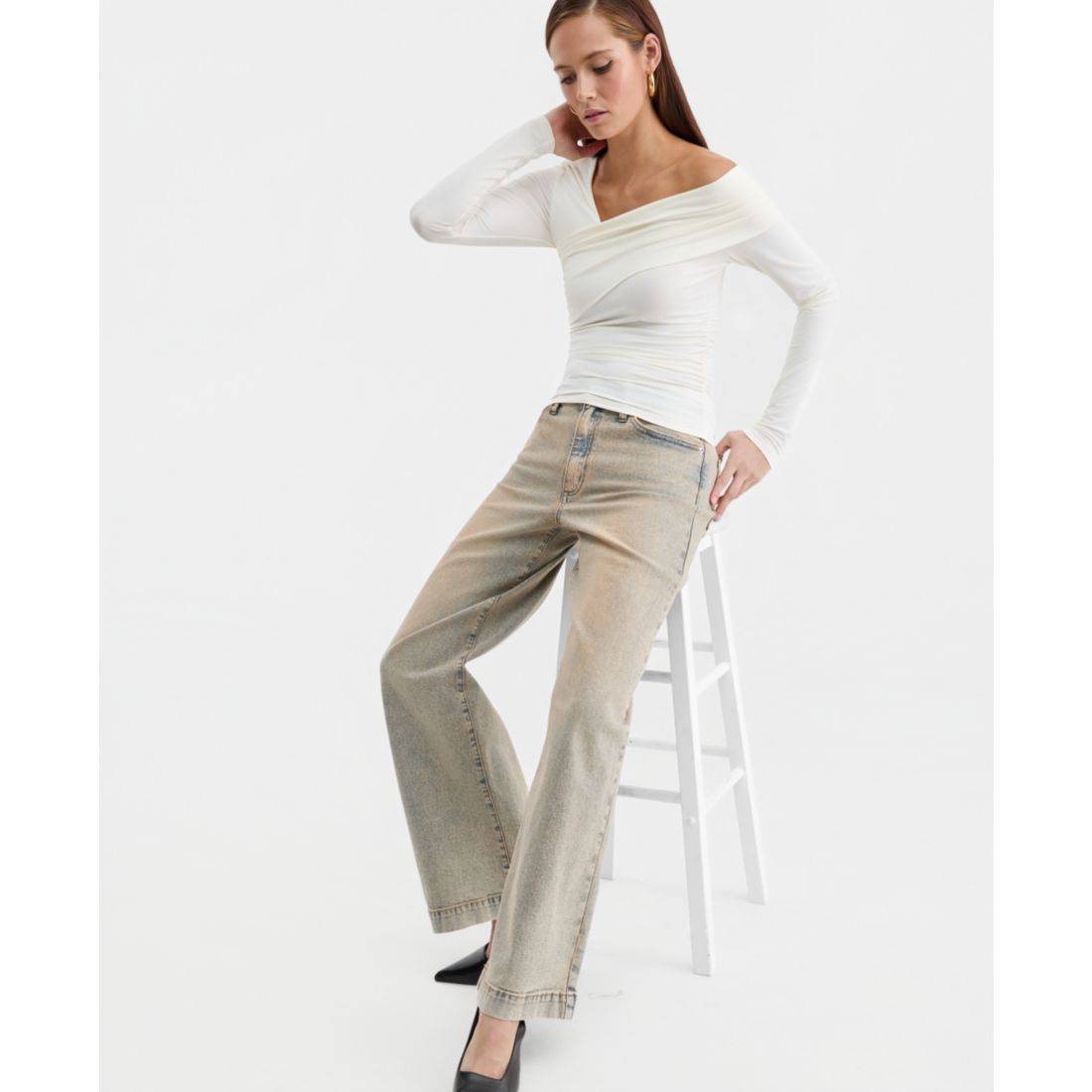 Bar Iii Women's Asymmetric Long-Sleeve Top, Macy's Exclusive
