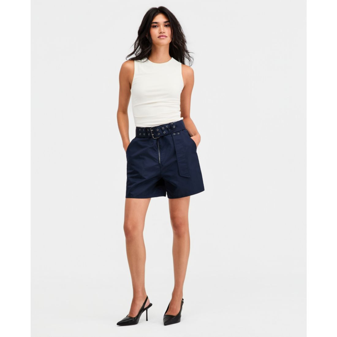 Bar Iii Women's Sleeveless Ruched Top, Macy's Exclusive