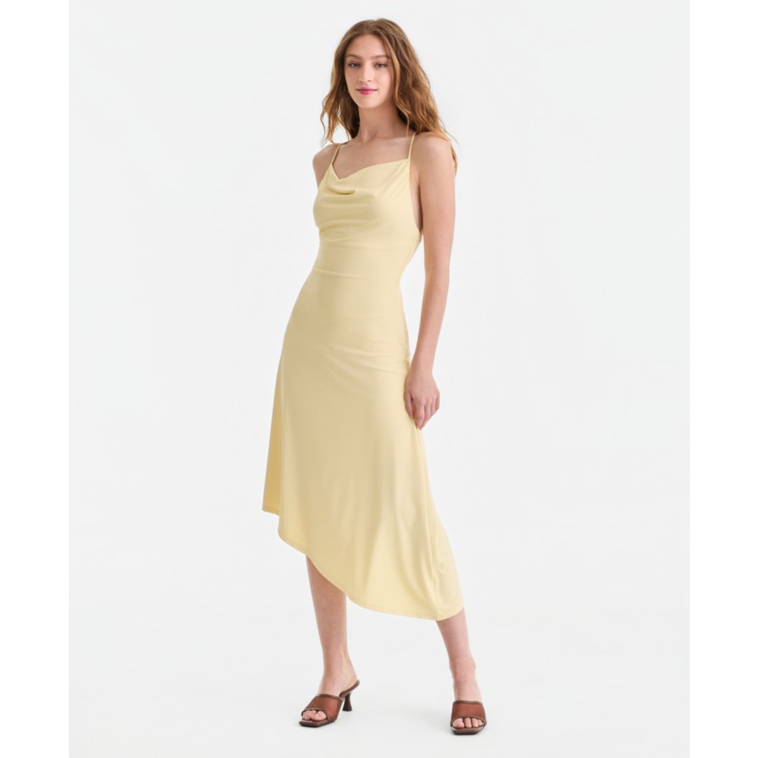 Bar Iii Women's Second Skin Asymmetric-Hem Slip Dress, Macy's Exclusive