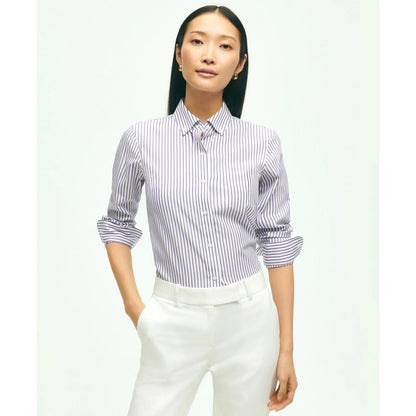 Classic Fit Stretch Supima Cotton Non-Iron Bengal Stripe Dress Shirt