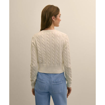 Supima Cotton Cropped Cable Cardigan