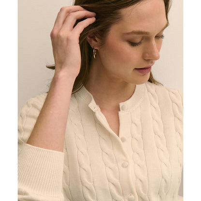 Supima Cotton Cropped Cable Cardigan