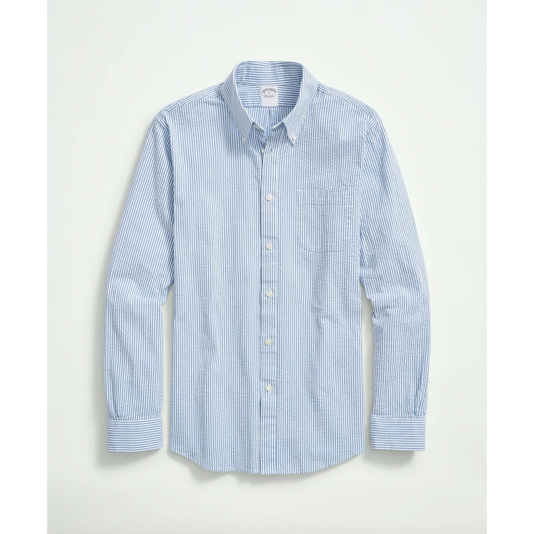 Washed Cotton Seersucker Button-Down Collar, Stripe Sport Shirt