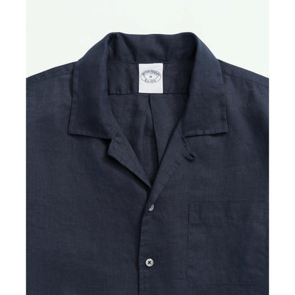 Irish Linen Camp Collar Short-Sleeve Sport Shirt