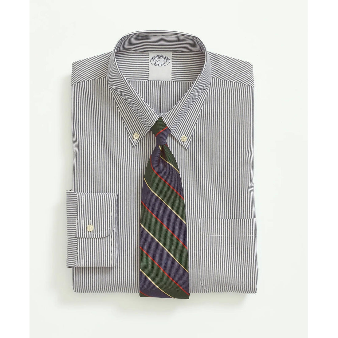 Stretch Supima Cotton Non-Iron Pinpoint Oxford Button-Down Collar, Candy Stripe Dress Shirt