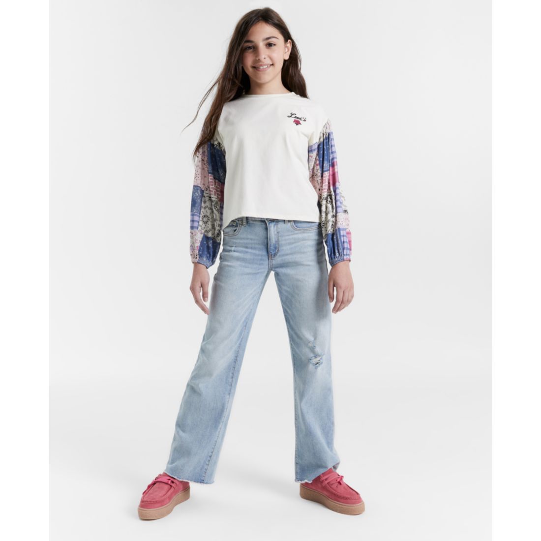 Levi's Big Girls Vintage-Like Mid Rise Wide Leg Jeans