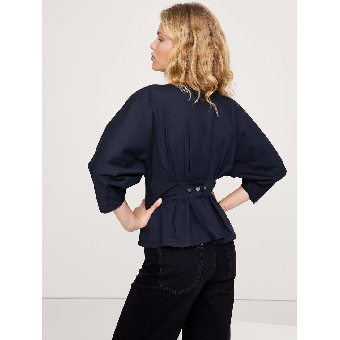 Women's Stretch-Cotton Utility Peplum Top