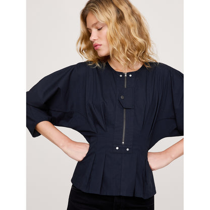 Women's Stretch-Cotton Utility Peplum Top