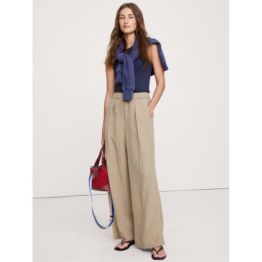 Women's Mid-Rise Wide-Leg Drapey Pull-On Pant
