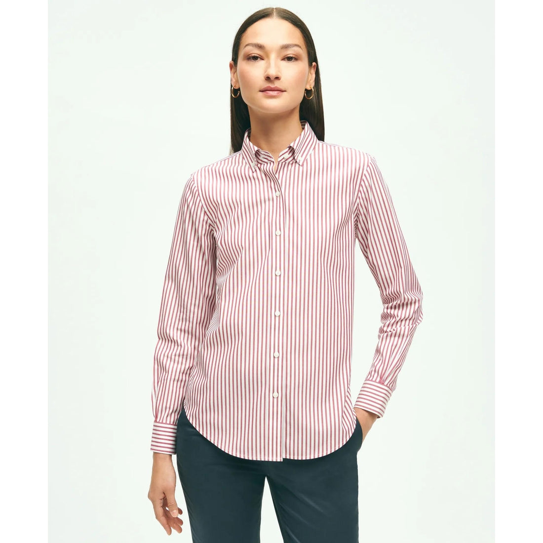 Classic Fit Stretch Supima Cotton Non-Iron Bengal Stripe Dress Shirt