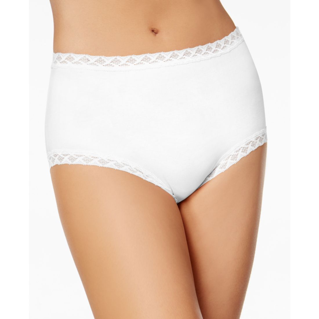 Natori Bliss Lace-Trim High Rise Cotton Brief 755058