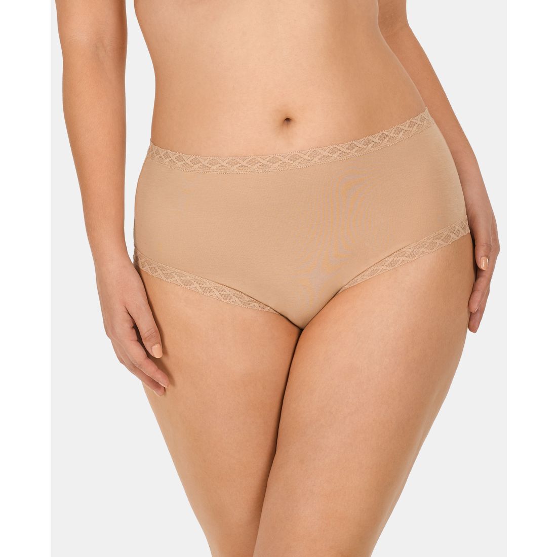 Natori Bliss Lace-Trim High Rise Cotton Brief 755058