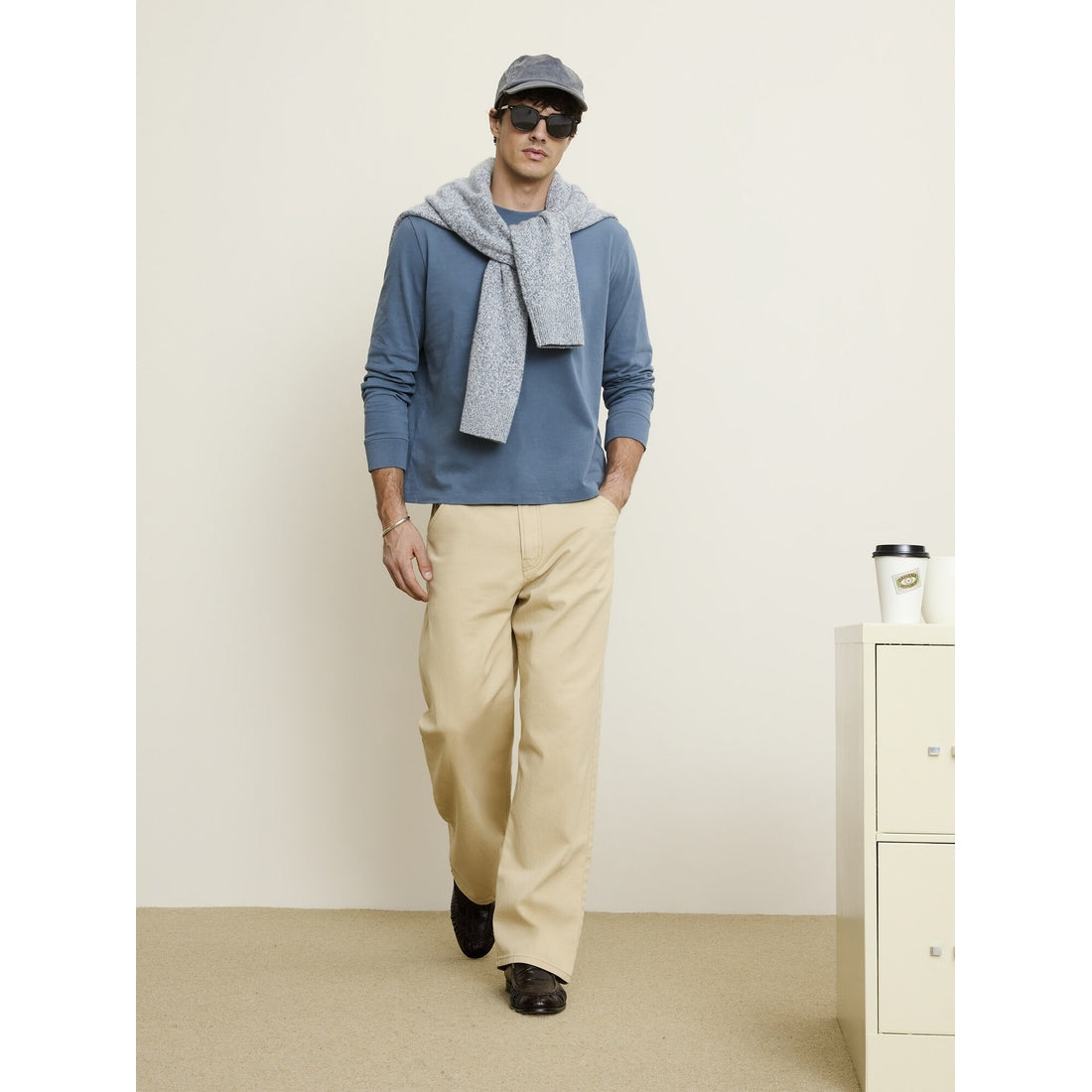 Men's Sueded Cotton Long-Sleeve T-Shirt