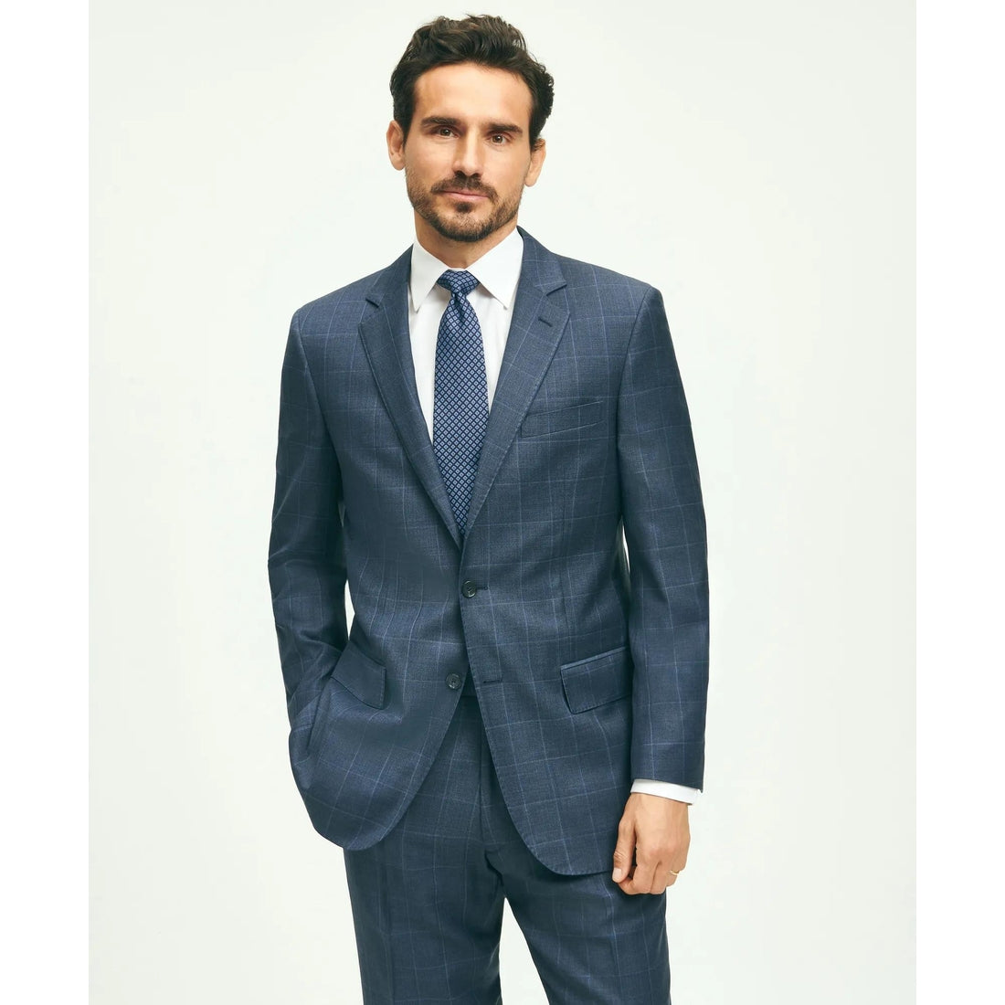 Traditional Fit Wool Windowpane 1818 Suit