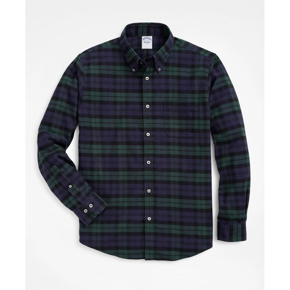 Portuguese Flannel Polo Button Down Collar, Black Watch Shirt