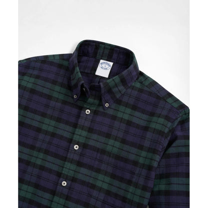 Portuguese Flannel Polo Button Down Collar, Black Watch Shirt