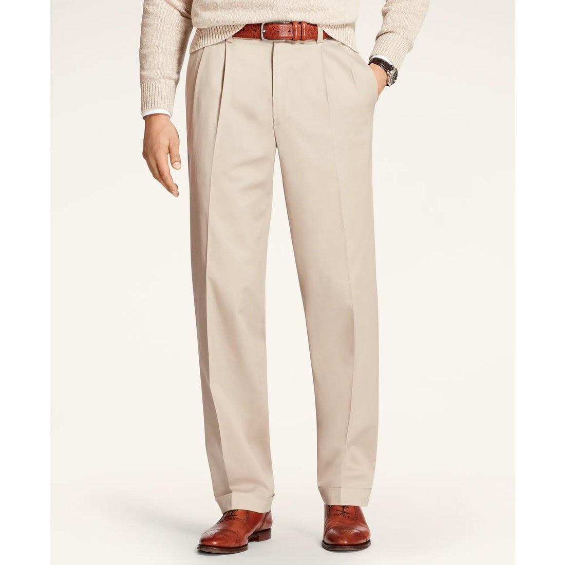 Pleated Traditional Fit Cotton Advantage Chino Pants